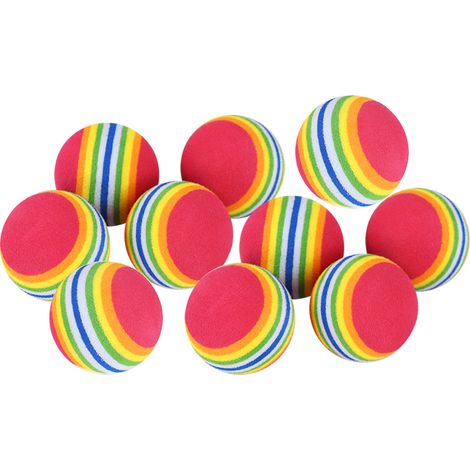 Lot de 10 balles de jeu interactives pour chat arc-en-ciel, en éponge silencieuse