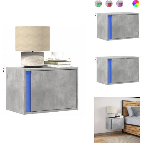 Wand-Nachttisch mit LED-Leuchten Betongrau - Wand-Nachttisch - Wand-Nachttische - Wand Nachtschrank - Wand Nachtschränke (1/5)