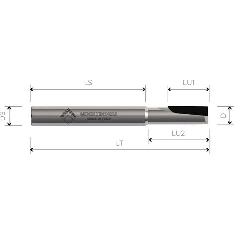 MTEC002.6 - FRÄSE AUS POLYKRISTALLINEM DIAMANT MIT NEGATIVEN SCHNEIDKANTEN Z1 MIT KÖRPER HW - MOBILTECNICA  .6D8  LU1 12  LU2 23  DS8  LT70  Z1  AX6°-  RE  H3,5
