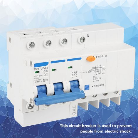 Disjoncteur différentiel DZ47LE-63 3P+N 63A 30mA RCCB 230V - Protection fuite de terre, interrupteur différentiel triphasé (1/5)