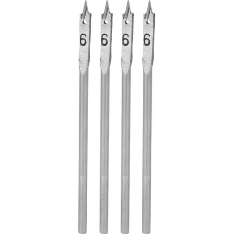 Lot de 4 mèches plates à bois 6mm pour perçage, forets à palette pour ouverture de trous, outils de menuiserie. (1/5)