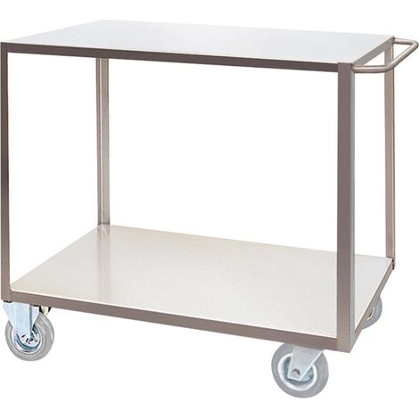 Portatutto Grande a 2 Piani in acciaio inox AISI 304 con ruote con freno
