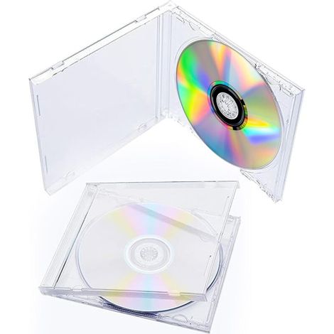 Lot de 12 boîtiers de CD Transparents CD/DVD Jewel 10.4 mm Boîtier Standard pour CD et disques Blu-Ray 14,2x12,4x1 cm (1/5)