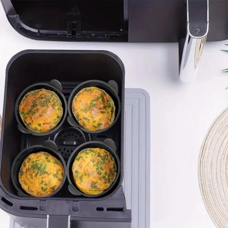 Moule À Oeufs En Silicone - Pour Airfryer Micro-ondes Et Four - Résistant À La Chaleur Jusqu'à 230 °C - Lavable Au Lave-Vaisselle - Noir - Lot De 1 (1/5)