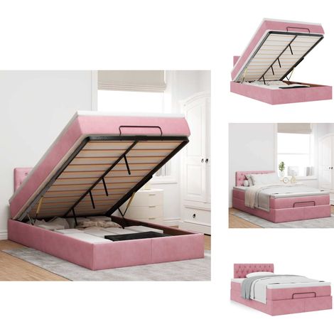 Cadre de lit ottoman avec matelas rose 120x200 cm velours - Cadre De Lit Ottoman - Cadres De Lit Ottoman - Cadre De Lit - Cadre De Lit Avec Rangement (1/5)