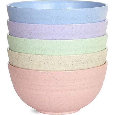 bols en plastique, incassables, adaptés pour les aliments, légers, réutilisables, articles pour la table, contenant pour fruits et snacks, non toxiques, bol de camping (colorés) (1/5)