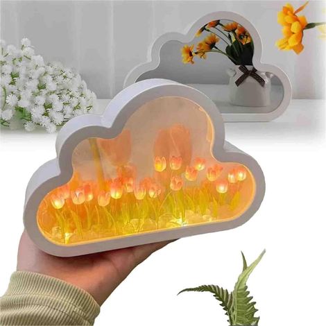 Veilleuse décorative DIY pour chambre d'ado - Nuage créatif, tulipe, ornement de bureau - Jaune (1/5)