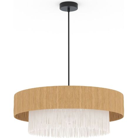 Lámpara de techo redonda de rafia 75 cm - Solara (1/4)
