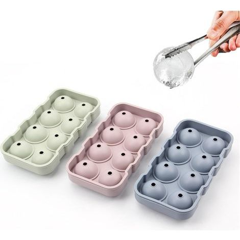 3-teilige Eiswürfelform für Kugelform – Wiederverwendbare Silikon-Eiswürfelform – 4,5 cm – Leicht zu lösen – Mit Trichter – Kugelförmige Eiswürfel für Whisky, Cocktails, Kaffee und Saft – Ergibt 24 Ei (1/5)