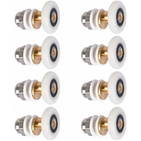 8 Pièces Roulette Porte Douche, Roulettes de Porte Coulissante Cabine de Douche Porte Poulies Roue de Rechange pour Rouleau avec Diamètre de Roues 25mm (1/4)
