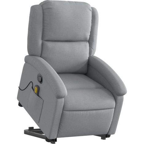 Sillón de masaje reclinable de pie de tela gris claro vidaXL (1/8)