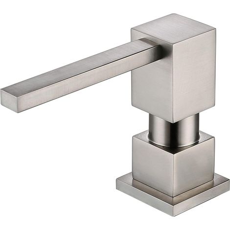 Distributeur de savon pour évier de cuisine en nickel brossé, en acier inoxydable intégré, recharge design, distributeur de savon pour les mains en métal (1/5)