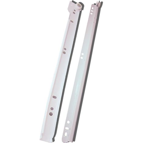 Guía cajón, modelo gc01, de acero con acabado en blanco, 500 x 10 x 35 mm, pack