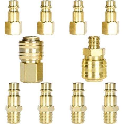 S-giant Raccord Pneumatique Raccord d'air comprimé 1/4 NPT Raccord d'air 1/4 pouce raccord rapide mamelon de prise d'air comprimé (1/5)