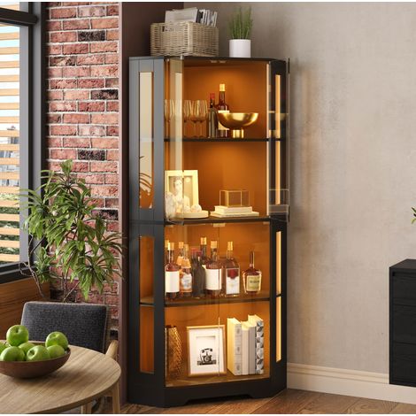 MEUBLIV Aparador alto 105x40x185 cm blanco – LED de colores, puertos USB y almacenaje (1/5)