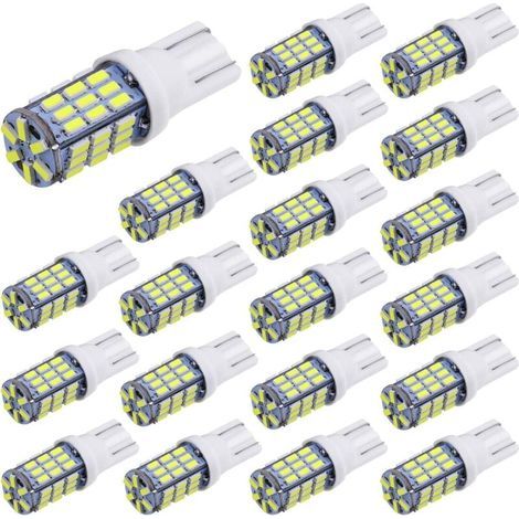 20 pièces Super lumineux RV remorque T10 921 194 42-SMD 12V voiture sauvegarde inverse LED lumières ampoules lumière largeur lampe xénon blanc (1/4)