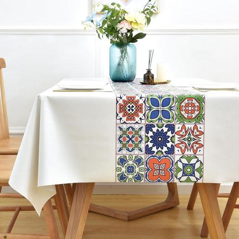 Tischdecke aus Kunststoff, PVC, wasserdicht, fleckenabweisend, rechteckig, für Esszimmer, Garten, Party, Zuhause (140 x 180 cm)