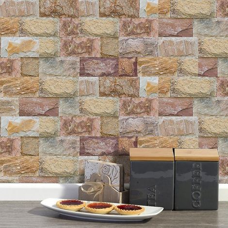 Lot de 9 carreaux muraux décoratifs imitation 3D de 10 x 20 cm (3,94 x 7,87 pouces), épais. (1/5)