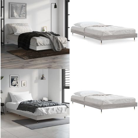 Bettgestell Grau Sonoma 100x200 cm Holzwerkstoff - Holzbettfassungen - Bettrahmen Grau - Doppelbett Gestell - Boxspring Rahmen - Bettgestell Holzwerkstoff - Home & Living (1/5)