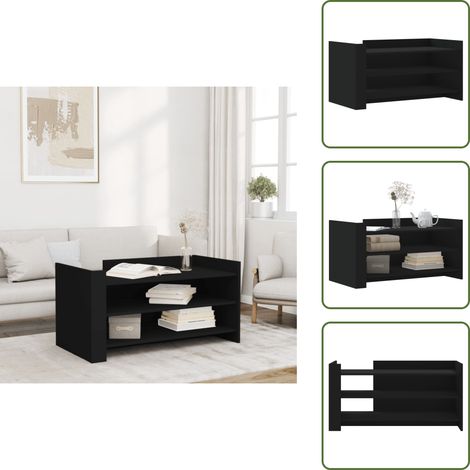 The Living Store Couchtisch Schwarz 100x50x50 cm Holzwerkstoff - Couchtisch - Wohnzimmerstil - Schwarz - Holzwerkstoff - Sideboard