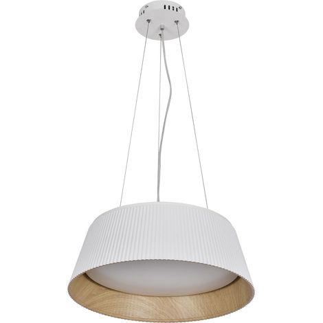 Suspension minimaliste blanche bois LED 24W Candellux (1/2)
