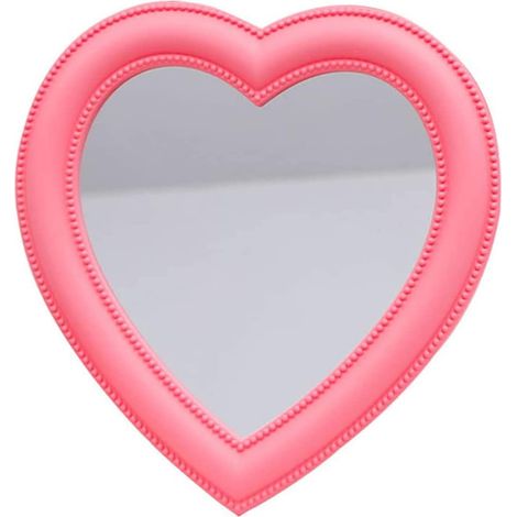 Miroir de maquillage en forme de cœur, miroir cosmétique en forme de cœur, miroir mural, miroir de bureau, miroir de chambre (rose) (1/5)