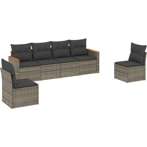 Maison Exclusive - 6-tlg. Garten-Sofagarnitur mit Kissen Grau Pol