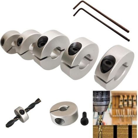 BUNTHAUS Set de Forets à Butée de Profondeur Réglable pour Bois, Collier avec Forets de 6mm à 14mm + 2 Clés Hexagonales (1/5)
