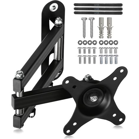 1 soporte de pared para TV, acero, rotación de 360°, VESA 75x75/100x100mm, pantallas de 15 a 32 pulgadas, para sala de estar. (1/5)
