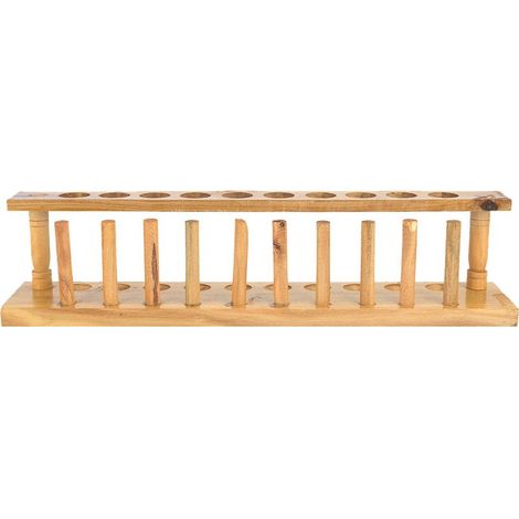 Support de tubes à essai en bois robuste pour laboratoire chimique - Porte-éprouvettes 6/8/10/12 trous (10 trous)