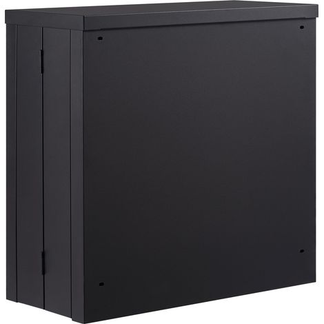 Armoire murale pliable, coffre à outils métallique 660 mm, charge 108,8 kg, étagère réglable, porte magnétique, noir. (1/5)
