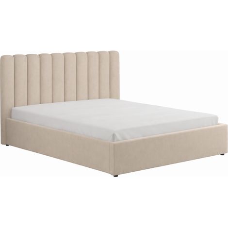 Cama con canapé abatible 140x190cm de terciopelo beige SAVANNAH
