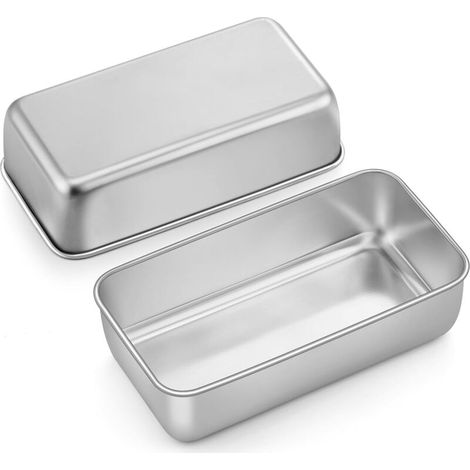 Brotbackform 2er-Set, Edelstahl Rechteckig Toastbrot Backform Kastenform Perfekt für Brot und Kuchen, Spülmaschinenfest & Gesund, 22146.5cm