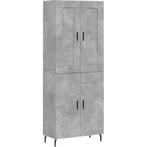 Buffet bahut commode armoire meuble de rangement organisateur cuisine salle de séjour salon haut 69,5 x 34 x 180 cm bois d'ingénierie gris