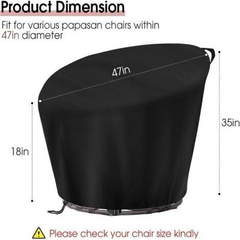 Housse de protection pour fauteuil papasan, en rotin, imperméable, coupe-vent et résistante, pour fauteuil suspendu - 119 x 89/46 cm (1/3)