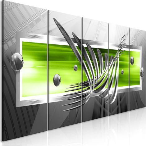 Tableau 5 Panneaux "Silver Wings Narrow Green" 80 x 200 cm (1/2)