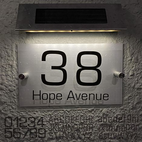 Solar Powered Door Number Sign, Numero de Maison Exterieur Solaire, Waterproof Outdoor Address Sign, Numéros De Maison, Adresses, Noms De Rue, Numéro de Porte Éclairage Mural pour Clôture (1/5)