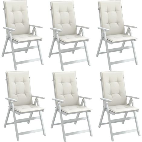 vidaXL Cuscini Sedia Schiena Alta 6 Crema Mélange 120x50x4 Tessuto