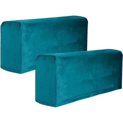 2 Stück Universal-Sofa-Armlehnenbezug, elastischer Armlehnenschutz, einfarbig blau (1/4)