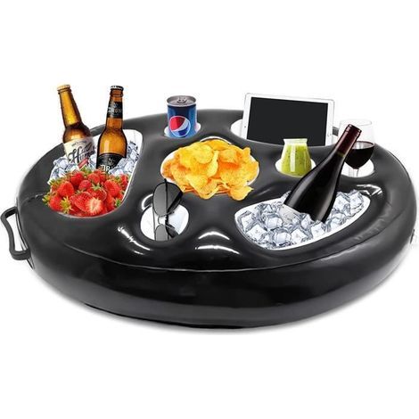 Inflatable cup holder - PVC - Black - Round - No specifications