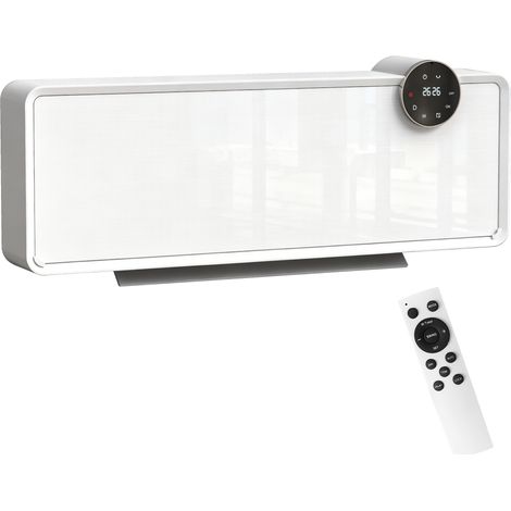 HOMCOM Termoventilatore da Parete 2000W, 3 Modalità, Timer e Telecomando Bianco
