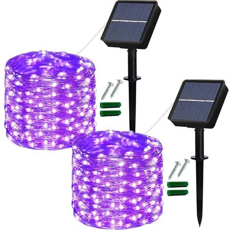 Luci solari da esterno, 2 confezioni da 120 luci solari da giardino impermeabili a LED, 12 m/40 piedi, 8 modalità, luci fatate per interni/esterni, illuminazione decorativa con filo di rame per patio, (1/5)