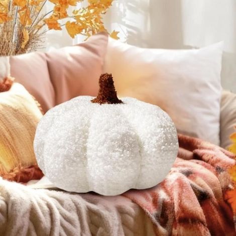 Coussin - Citrouille - 20cm - Blanc - Décoration d'Automne - Doux et Confortable (1/4)