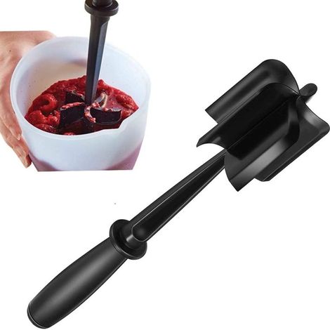 Hachoir à viande multifonction 5 lames – Spatule antiadhésive, noir, pour burgers et légumes (1/3)
