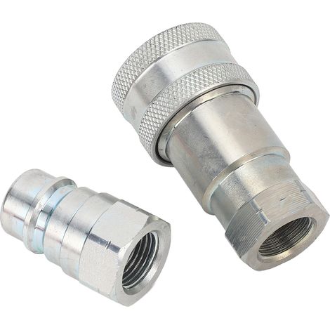 raccords rapides hydrauliques mâles et femelles, filetage NPT 3/8", norme ISO 5675, avec capuchons anti-poussière (1/5)