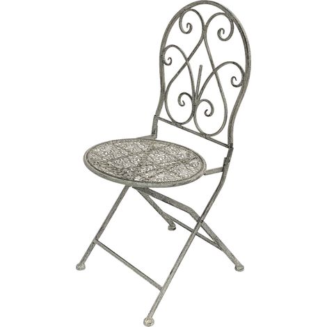 Chaise de jardin DanDiBo Métal Gris Blanc 96127 Chaise en métal Jardin Vintage Fer Nostalgie Chaise en fer Antique (1/5)