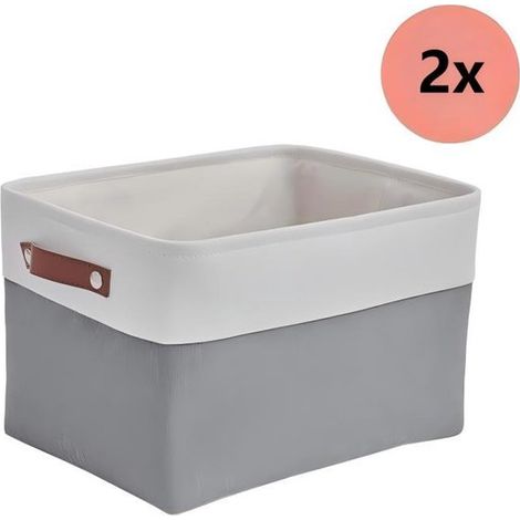 Aufbewahrungskorb-Set,2-teilig,Stoffbox mit Ledergriff,Faltbarer Aufbewahrungskorb,Geeignet für Spielzeug,38 x 28 x 24 cm,Ausführung 2 (1/5)