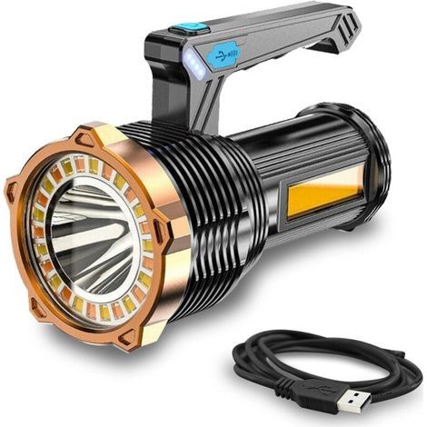 LED Flashlight, Ultra-Powerful Portable COB LED Torch, 8-Mode Rechargeable Work Light, Outdoor Lighting Spotlight, Camping, Hiking, Emergency Light [Class] (1/5)