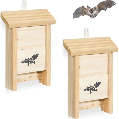 Cajas para murciélagos (paquete de 2), de madera, con interior ranurado
