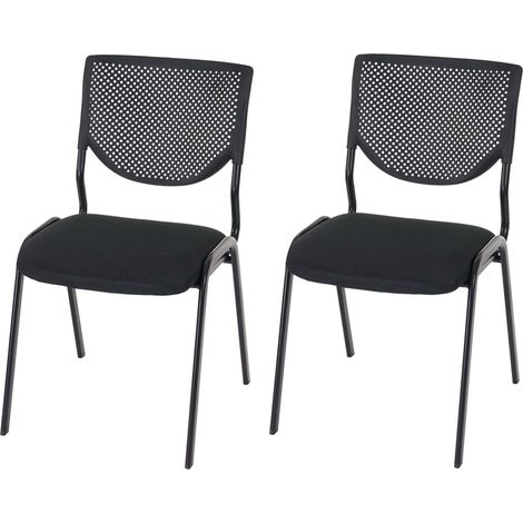 Lot de 2 chaises de conférence / visiteur T401, empilable siège noir, pieds noirs (1/5)